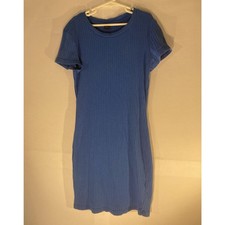 SHEIN Royal Blue Ribbed Knit Bodycon Mini Dress Small Short Sleeve Casual