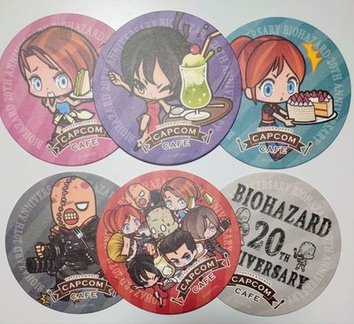 6 Pieces Coaster Capcom Cafe Resident Evil 20th Leon Ada Ji
