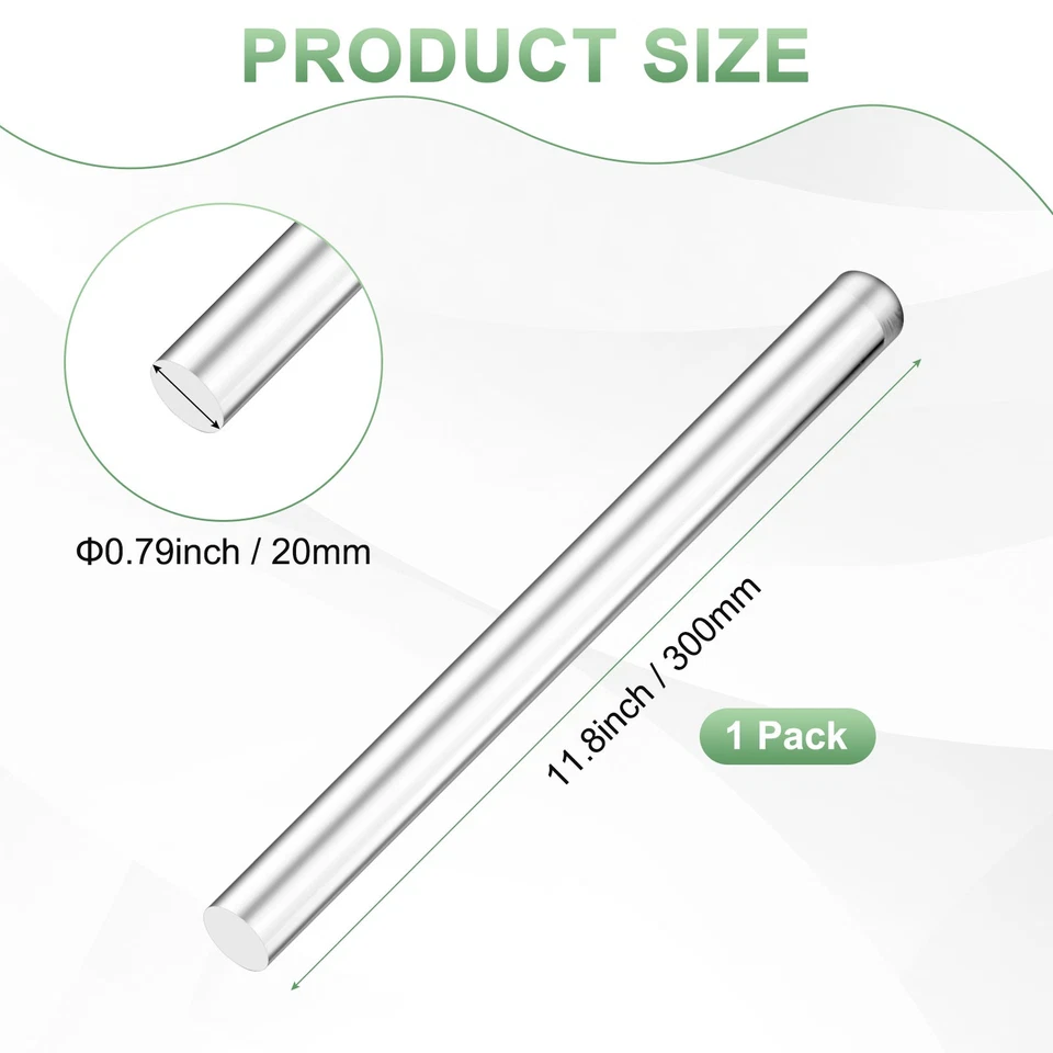 1-Pack Acrylic Round Rod, 11.8 x 0.79 Inch/ 300 x 20 mm Clear Acrylic Dowel Rod - Image 3 of 4
