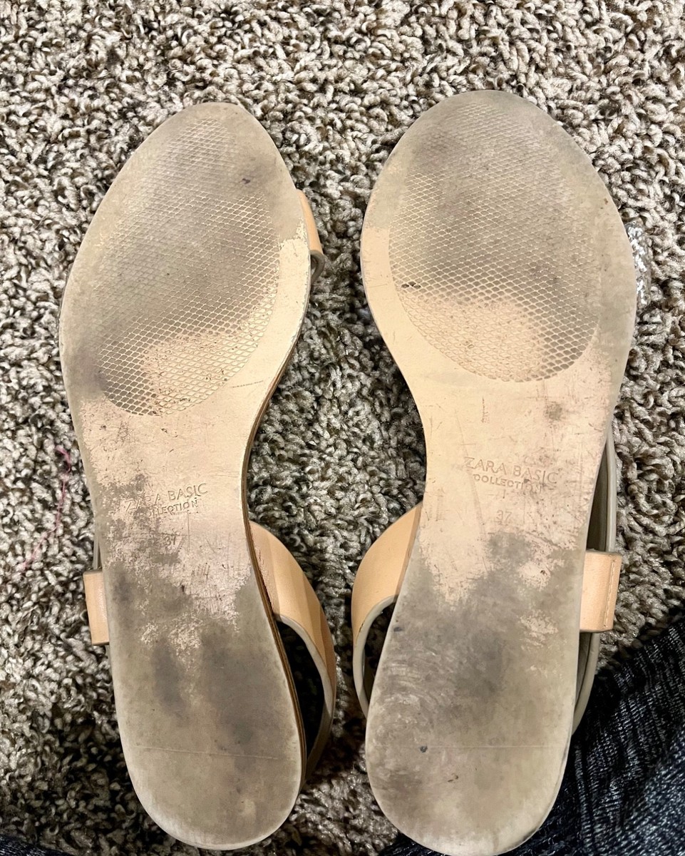 Zara Basic Collection Nude Glitter Slingback Sandals Women EU 37 US 6/6.5 View 4