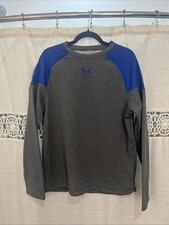 Under Armour Cold Gear Mens Loose L Sweatshirt Gray w/Blue Accents