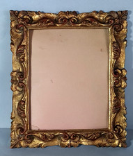 Cadre ancien feuillure 24,5x20 cm bois sculpté doré +verre ou miroir C978