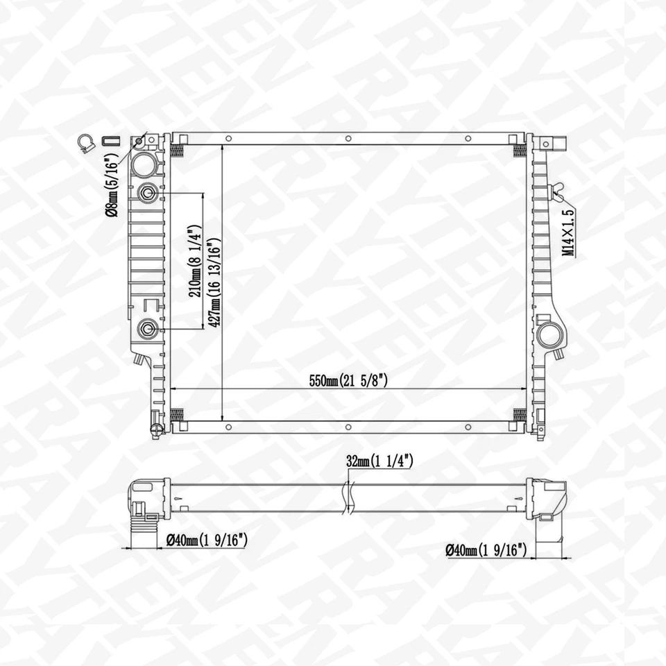 CU975 Aluminum Radiator Fit for BMW 325 325i 325is 325iX 1988-1991 2.5 2.7 L6 Foto 2 de 4