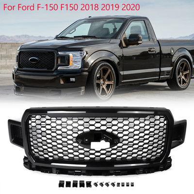 For Ford F-150 F150 2018 2019 2020 Front Upper Grille Grill Assembly Gloss Black