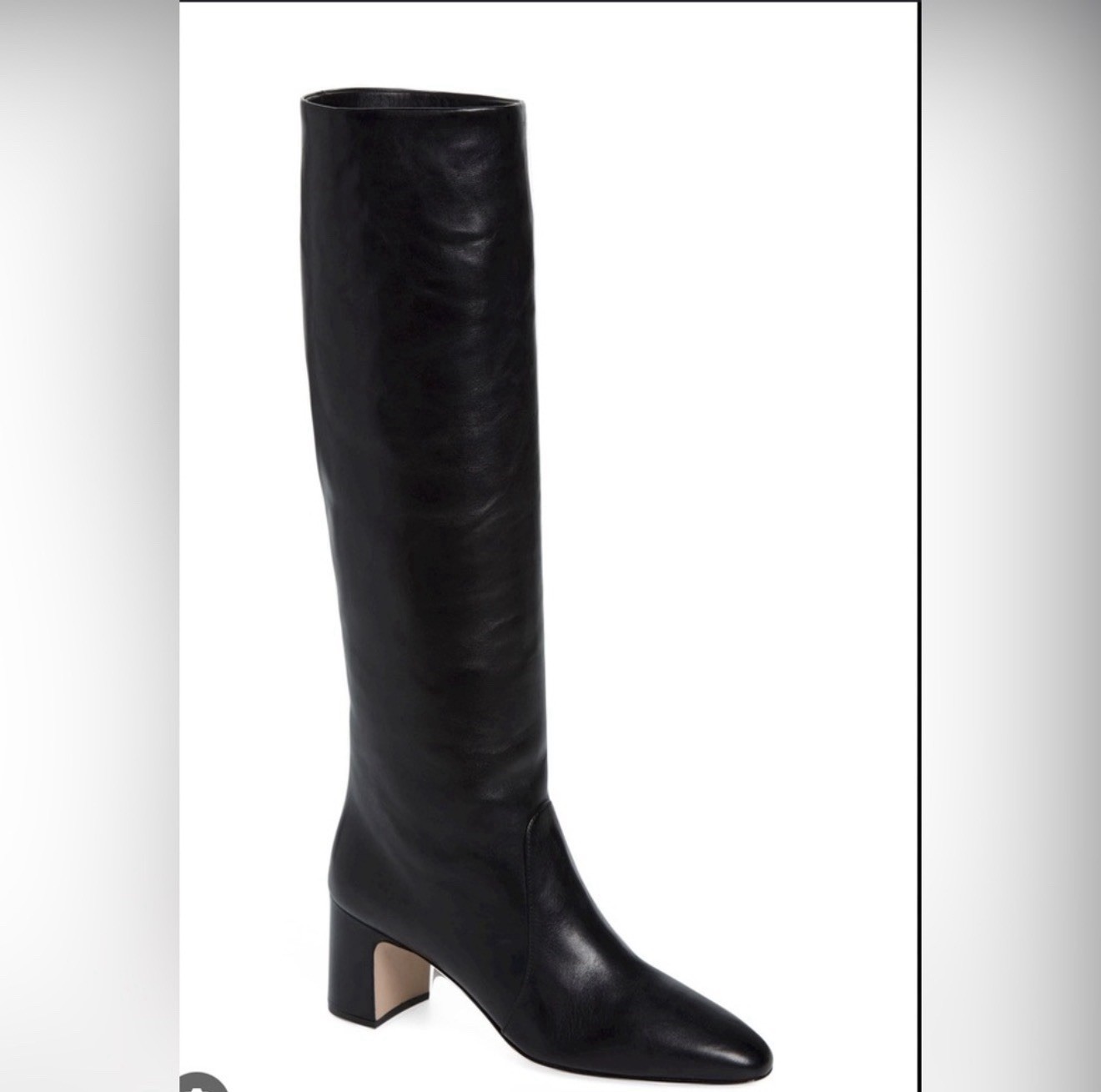 Prada Tronchetti Block Heel Knee High Leather Boots