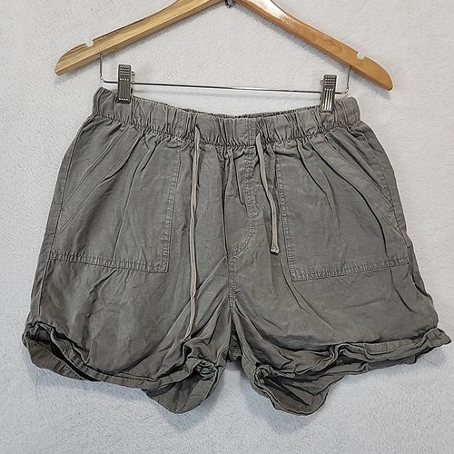 Universal Thread Womens M Gray Linen Blend Shorts Elastic Waist Beach Vacation