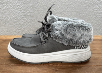 Bobs By Skechers Boots Womens 6.5 Charcoal Gray Faux Fur Skipper Wave Booties