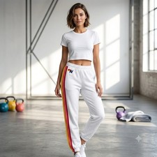 Aviator Nation Sweatpants S Stripe AV Logo Rainbow Jogger