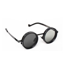 Adjustable Tint Sunglasses, 1-9 Gears Steampunk Retro Metal Round Polarized G...