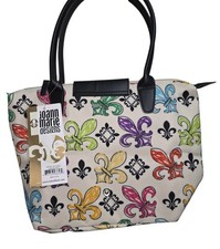 Joann Marrie Designs NF3CFDL Long Handle Fold-Up Bag - Creme Fleur De Lis-