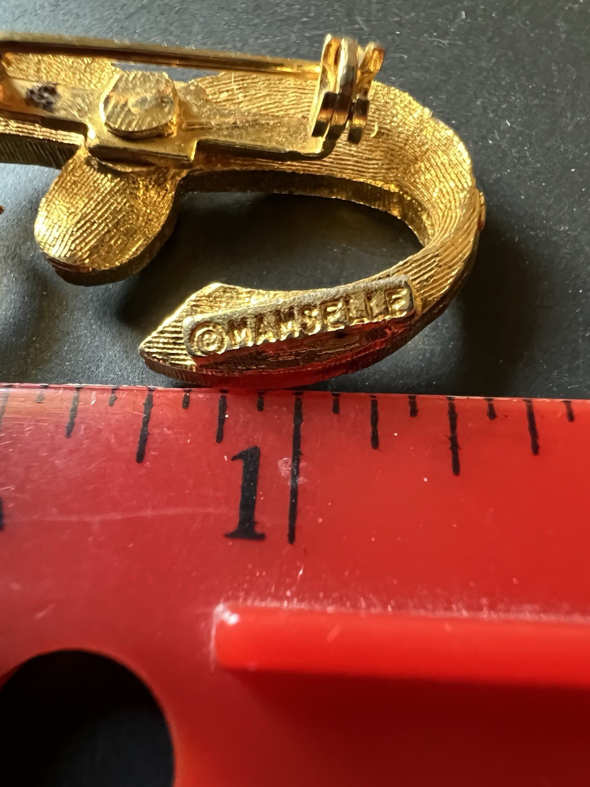 Mandela Initial E Brooch Pin Authentic Vintage Go… - image 3