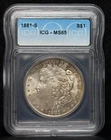 ICG MS 65 - 1881 S Morgan Silver One Dollar S$1 Uncirculated Coin -709