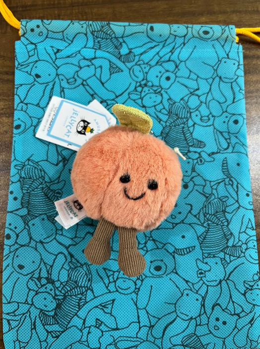 Jellycat Amuseables Fuzzy Peach Bag Charm Plush Keychain Cute Soft