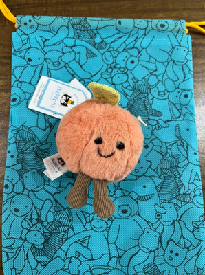 Jellycat Amuseables Fuzzy Peach Bag Charm Plush Keychain Cute Soft