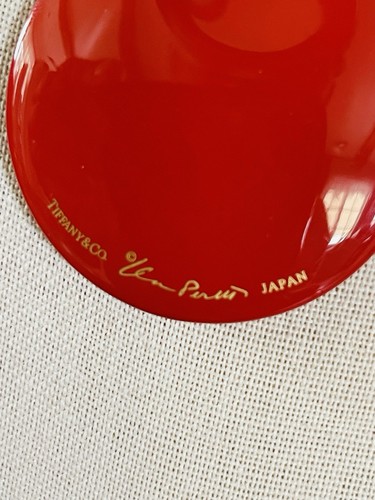 Tiffany & Co Red Elsa Peretti Disk pendant Red Lacquer Japan Hardwood 1 7/8” - Picture 9 of 12