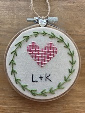 Handmade 2nd Wedding Anniversary Heart Gift. Personalised. Cotton anniversary. 