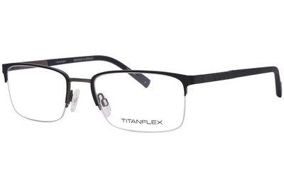 TitanFlex 827070 BLK Eyeglasses Men's Black Semi Rim Rectangle Shape 56mm