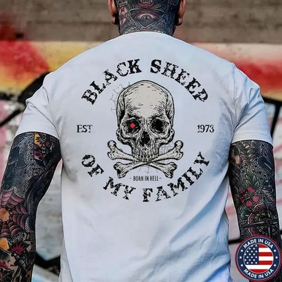 BALCK SHEEP OF MY FAMILY Skull Black Print T-shirt