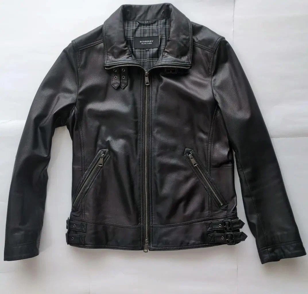 Giacca di pelle nera Burberry Black Label taglia L dal Giappone