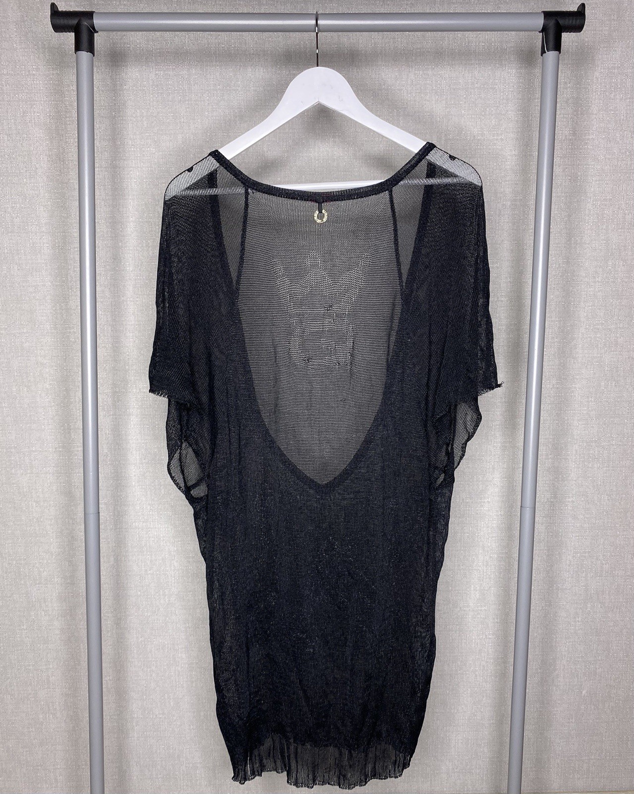 Save The Queen Mesh Dress Beach Tunic Black Logo One Size Rare Vintage image 2
