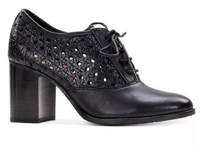 Patricia Nash Parma Women's 6.5 Heeled Oxford Perforated Woven Black Leather