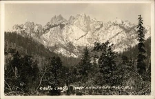 Shasta Springs, California CA Castle Crags Original Vintage Real Photo RPPC