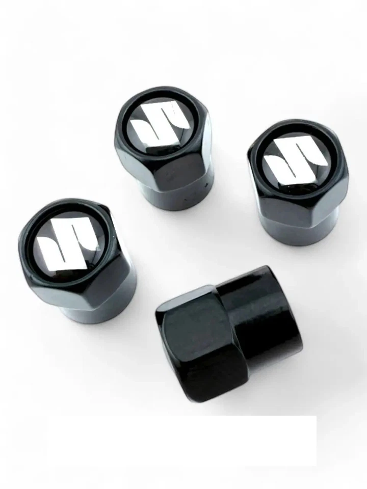 Compatível com Suzuki 4 peças tampas de haste de válvula de pneu conjunto de alumínio anodizado preto - Imagem 4 de 4