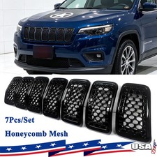 7pcs Set Honeycomb Front Mesh Grille Inserts For Jeep Cherokee 2019 Gloss Black 7pcs Set Honeycomb Front Mesh Grille Inserts For Jeep Cherokee 2019 Gloss Black