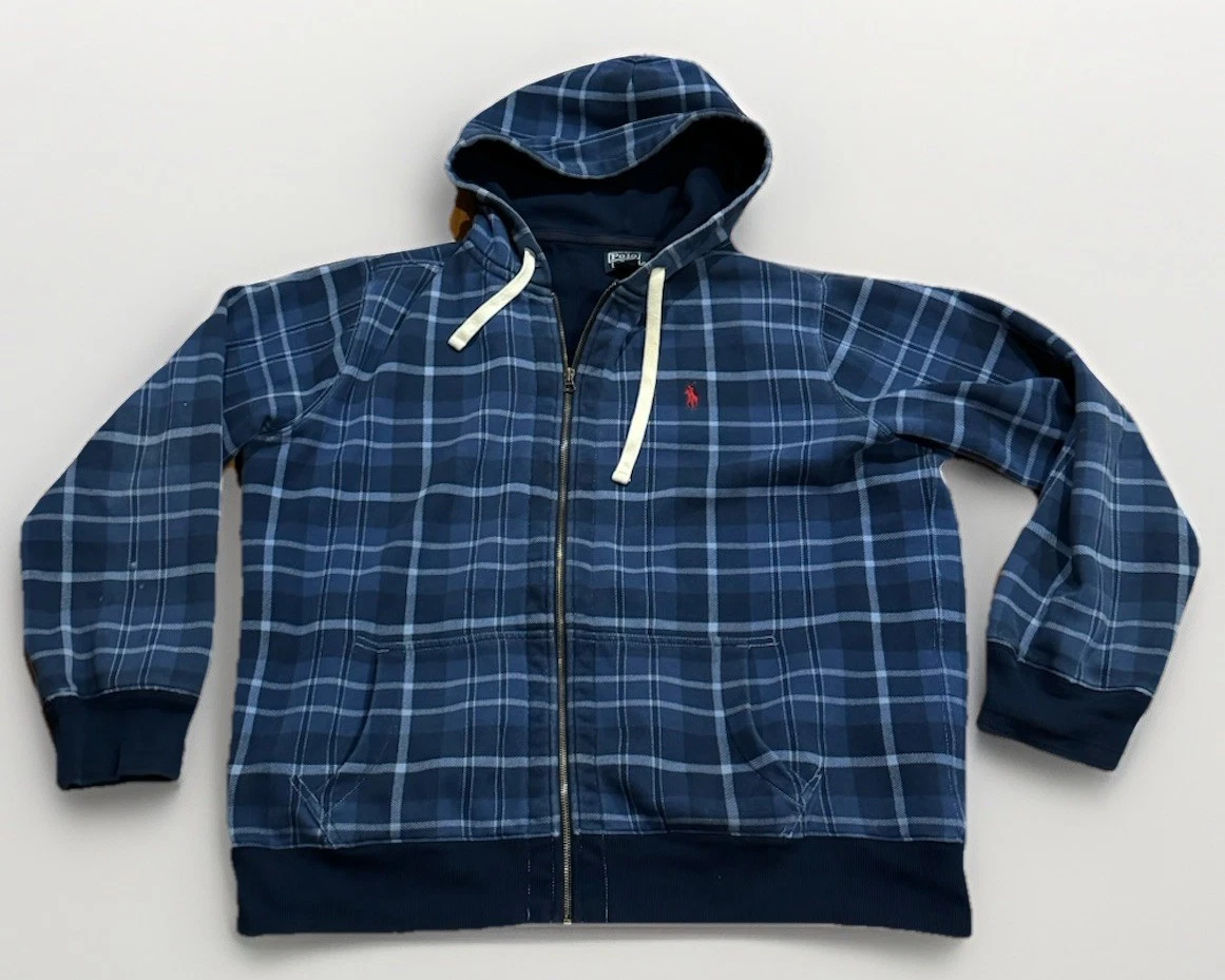 Vintage Polo Ralph Lauren Double Faced Thermal Hoodie XXL Plaid Sportsman RRL