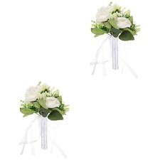  Set of 2 Bride Holding Flowers Simulated Bouquet Wedding Boquets