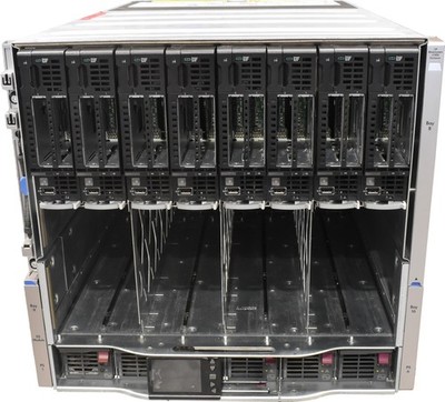 HP BladeSystem c7000 Enclosure 8xBL460C G10 2xGOLD 5215 32GB P204i P408e-M 2xSFF