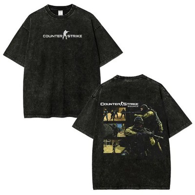 Arcade Anime Retro Style Valve Counter Strike Washed Tshirt, Vintage