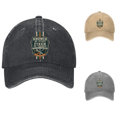 Knower Of Stuff Fixer Of Things Funny Mechanic Dad Adjustable Denim Baseball Cap