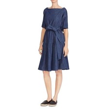 Lauren Ralph Lauren Amanthia Tiered Denim Dress Size 4 Prairie Western Country