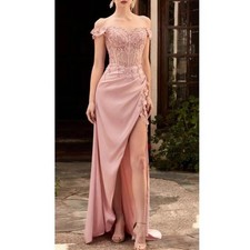 RYANTH Women's Pink Sequined Lace Satin Evening Gown Prom Dress Size 16 NWT