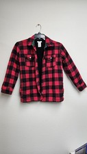 Tommy Bahama Jacket Youth XL 14 Buffalo Plaid Sherpa Lined Flannel Snap Front