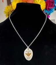 Queen Bee Hammered Spoon Look Pendant Necklace Stainless Steel Chain 20.5"