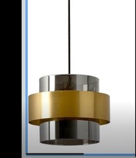 Pendant Lights Kitchen Island, Gold Mid Century Modern ,Smoke Gray Glass Shade
