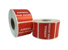 Airmail Par Avion 1.5x1.5" Labels Mail By Air Adhesive Stickers 2 RLS of 300 EA