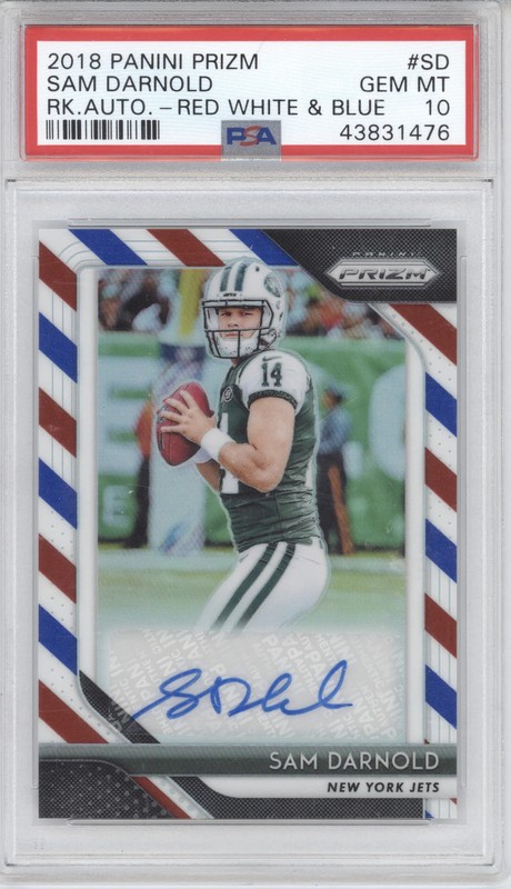 2018 Panini Prizm Rookie Autographs Sam Darnold Red White & Blue PSA 10