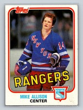 1981-82 Topps 94 East Mike Allison New York Rangers 1981-82 Topps 94 East Mike Allison New York Rangers