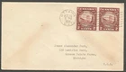 1934 FDC First Day Cover 2x2c New Brunswick #210 Ottawa Ontario to USA