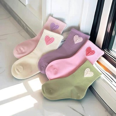 Girls Mid-calf Socks 1-14 Years Quick-dry Polyester High Elasticity Anti-wrinkle