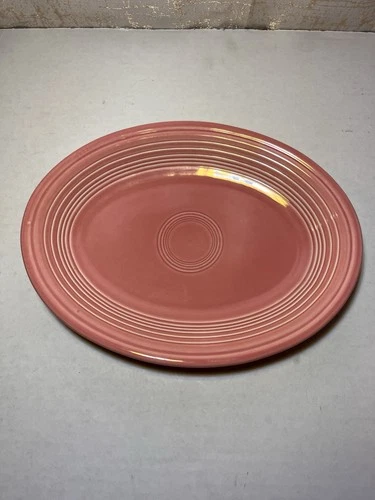 Homer Laughlin Rose Pink Fiesta Ware 11.5 Oval Serving Platter Retired Pattern