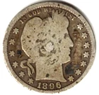 1896 BARBER QUARTER in GOOD + condition ~ SEE THE SCAN ~ FULL RIMS     stksC0002