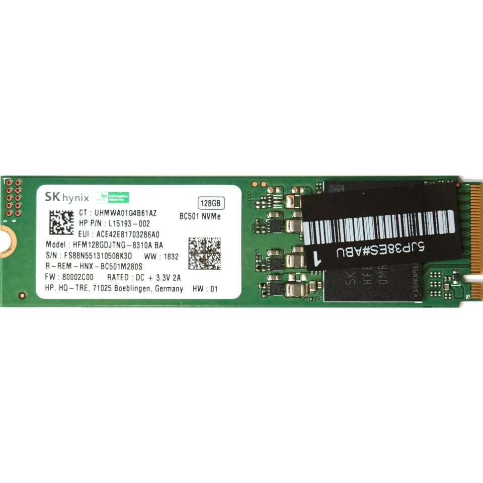 Samsung or SK Hynix PCIe M.2 NVMe SSD 128GB laptop Internal SSD