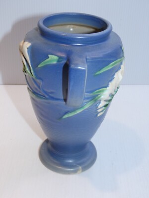 Roseville Freesia 121-8 Blue Trophy Vase | eBay