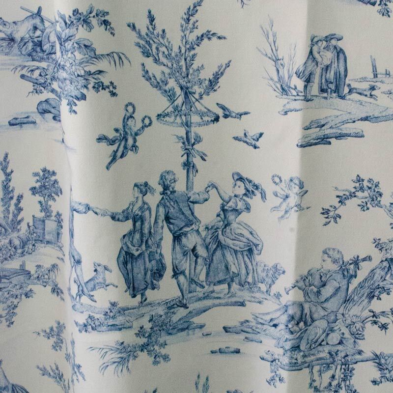 Toile De Jouy Coton Histoire D'Eau Bordeaux – Largeur 280cm, Vente Au Demi-mètre, Impression Oeko-Tex