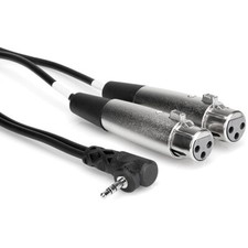 Hosa - CYX-401F - Stereo Mini Angled Male to Two 3-Pin XLR Female Y-Cable - 1 ft
