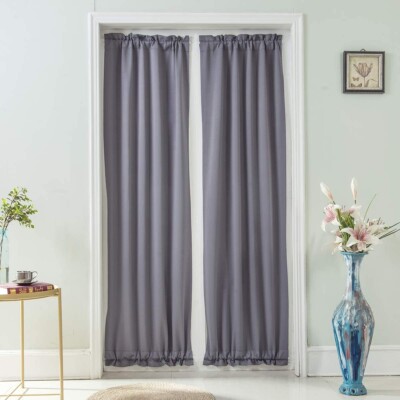 Topchances 2 Paneele französischer Türvorhang, 54''''x72'''' grauer Torf Verdunkelung, Thermoinsul